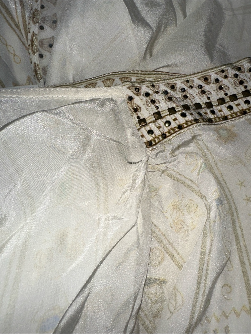 Camilla “The Queens Chamber” white gold silk wrap boho pants trousers L - Picture 11 of 11
